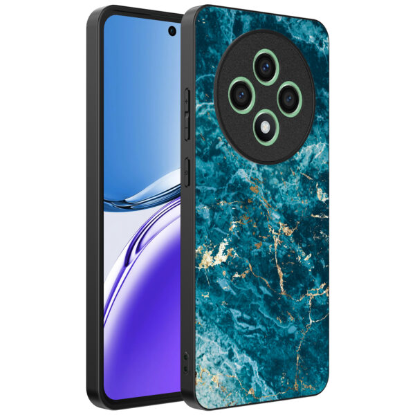 Oppo Reno 12 F telefoonhoesje met blauw marmer opdruk (1)