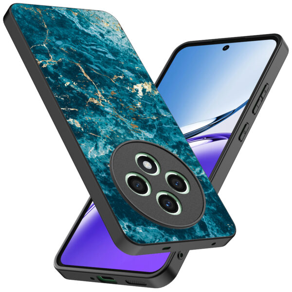 Oppo Reno 12 F telefoonhoesje met blauw marmer opdruk (2)