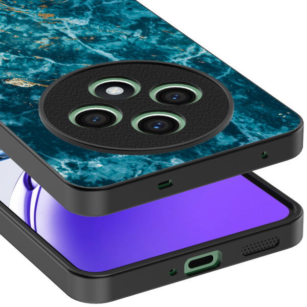 Oppo Reno 12 F telefoonhoesje met blauw marmer opdruk (4)