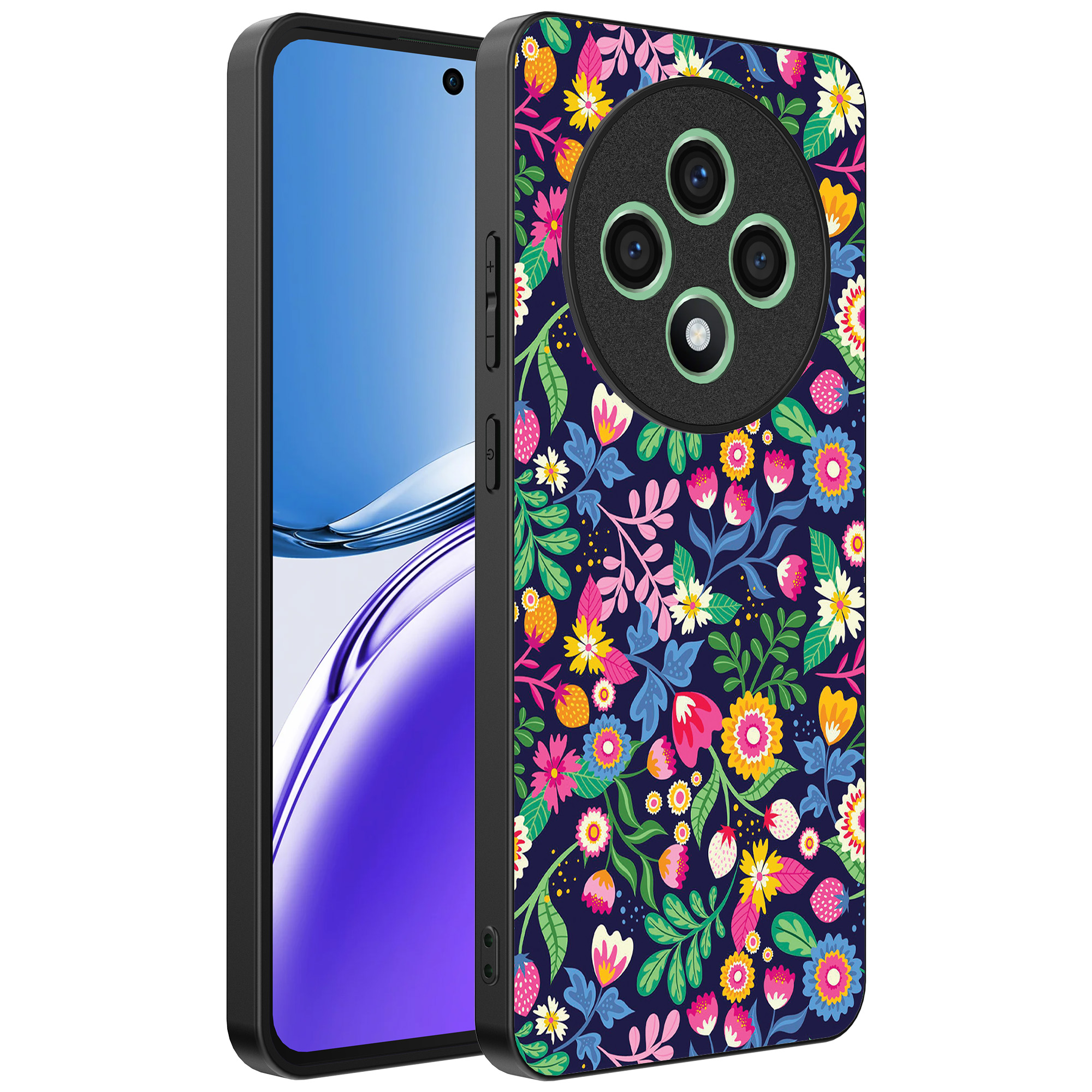 Oppo Reno 12 F telefoonhoesje met bloemen opdruk (1)