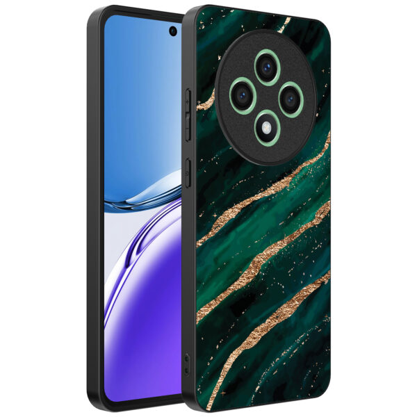 Oppo Reno 12 F telefoonhoesje met groen goud marmer opdruk (1)