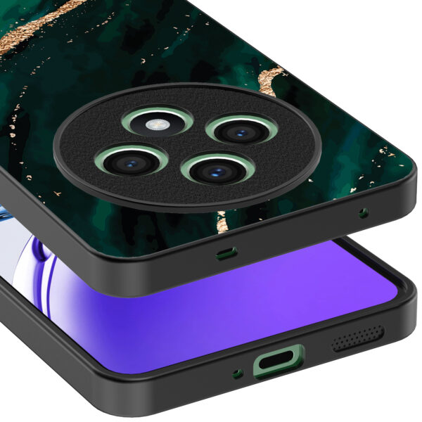 Oppo Reno 12 F telefoonhoesje met groen goud marmer opdruk (4)