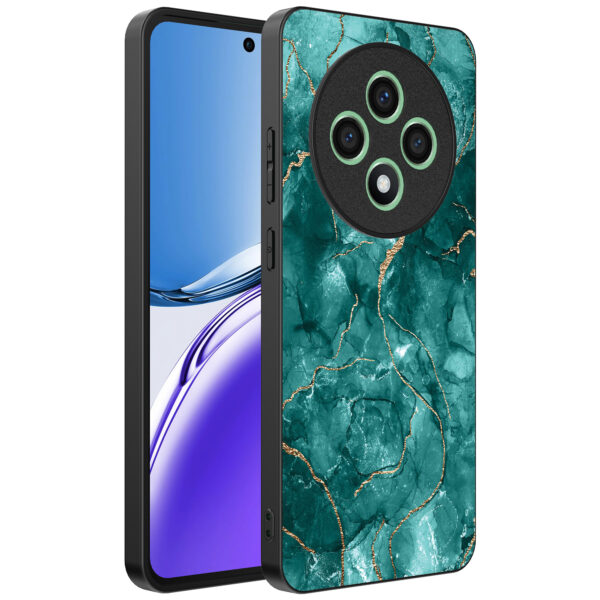 Oppo Reno 12 F telefoonhoesje met groen marmer opdruk (1)