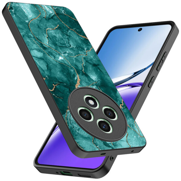 Oppo Reno 12 F telefoonhoesje met groen marmer opdruk (2)