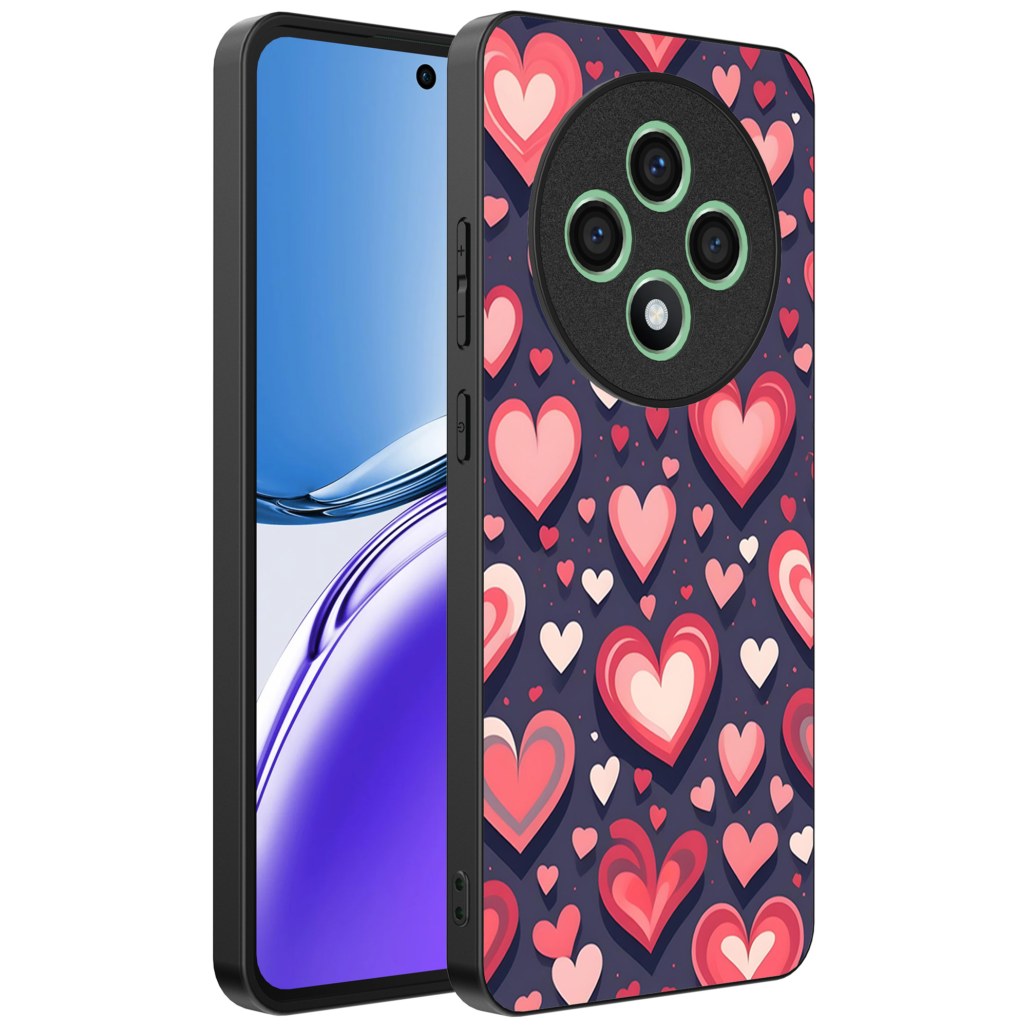 Oppo Reno 12 F telefoonhoesje met hartjes opdruk groot opdruk (1)