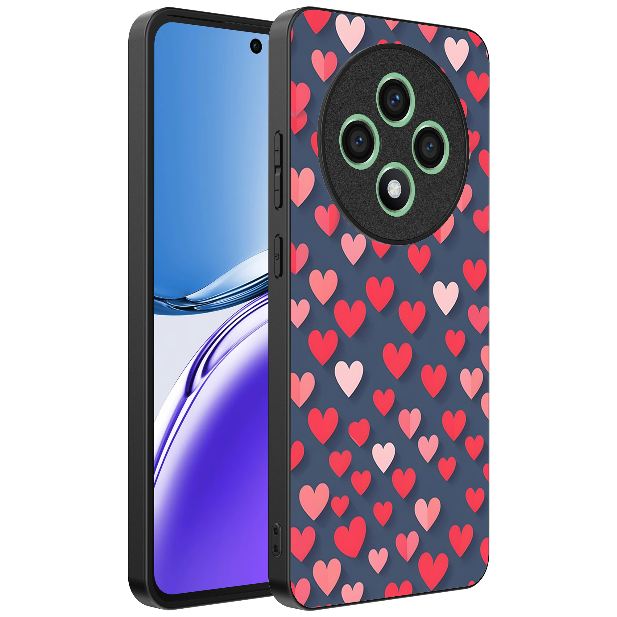 Oppo Reno 12 F telefoonhoesje met hartjes opdruk klein opdruk (1)