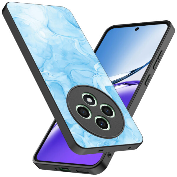 Oppo Reno 12 F telefoonhoesje met lichtblauw marmer opdruk (2)