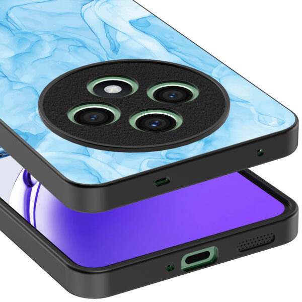 Oppo Reno 12 F telefoonhoesje met lichtblauw marmer opdruk (4)