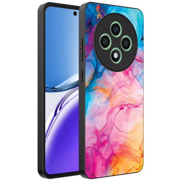 Oppo Reno 12 F telefoonhoesje met regenboog acryl marmer opdruk (1)