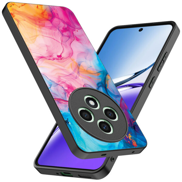 Oppo Reno 12 F telefoonhoesje met regenboog acryl marmer opdruk (2)