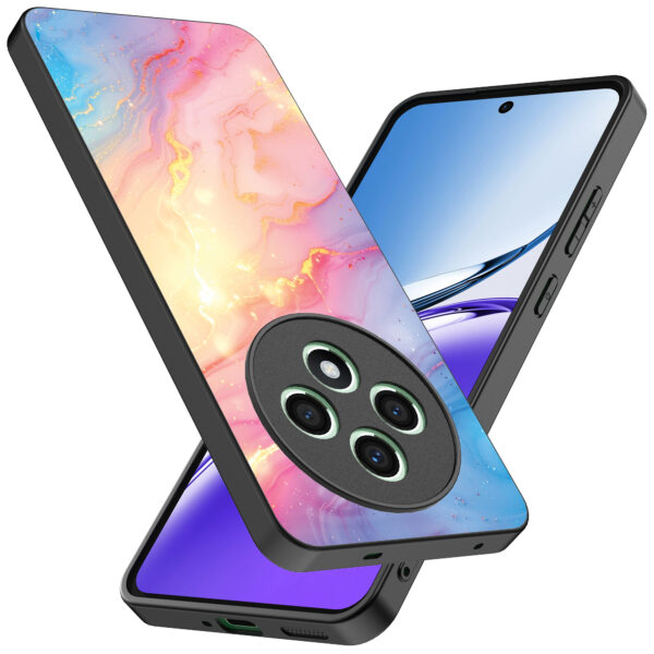 Oppo Reno 12 F telefoonhoesje met regenboog glitter marmer opdruk (2)
