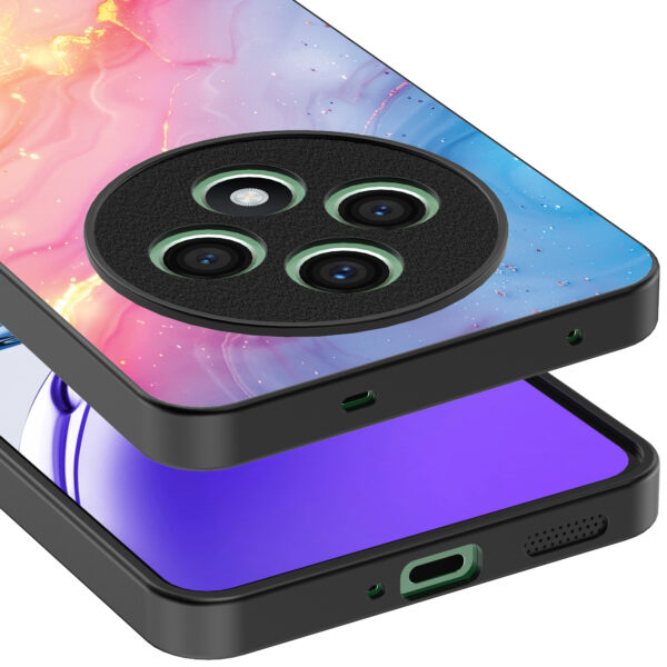 Oppo Reno 12 F telefoonhoesje met regenboog glitter marmer opdruk (4)