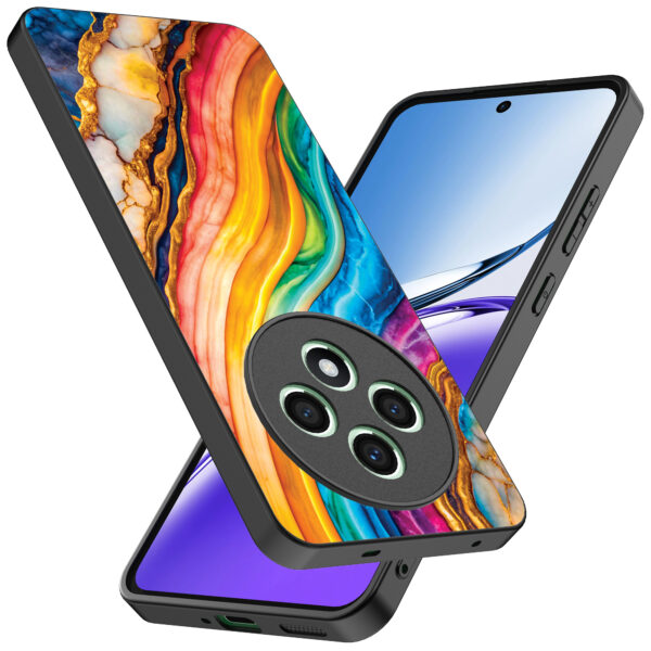 Oppo Reno 12 F telefoonhoesje met regenboog goud marmer opdruk (2)