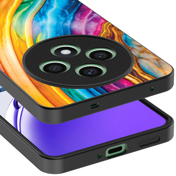 Oppo Reno 12 F telefoonhoesje met regenboog goud marmer opdruk (4)