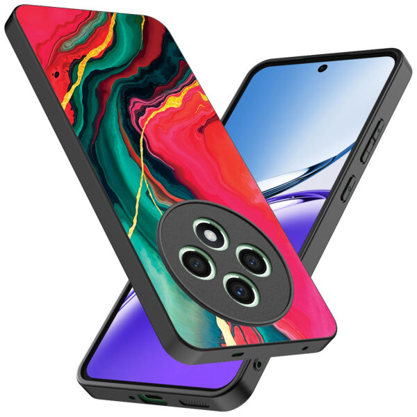 Oppo Reno 12 F telefoonhoesje met rood groen marmer opdruk (2)