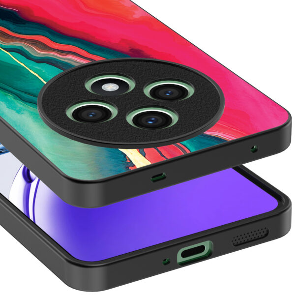Oppo Reno 12 F telefoonhoesje met rood groen marmer opdruk (4)