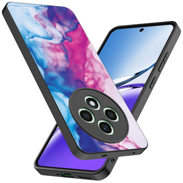 Oppo Reno 12 F telefoonhoesje met roze blauw marmer opdruk (2)