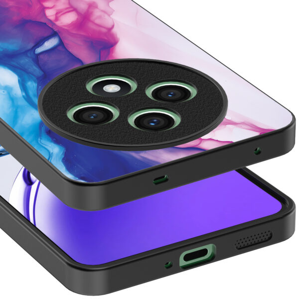 Oppo Reno 12 F telefoonhoesje met roze blauw marmer opdruk (4)