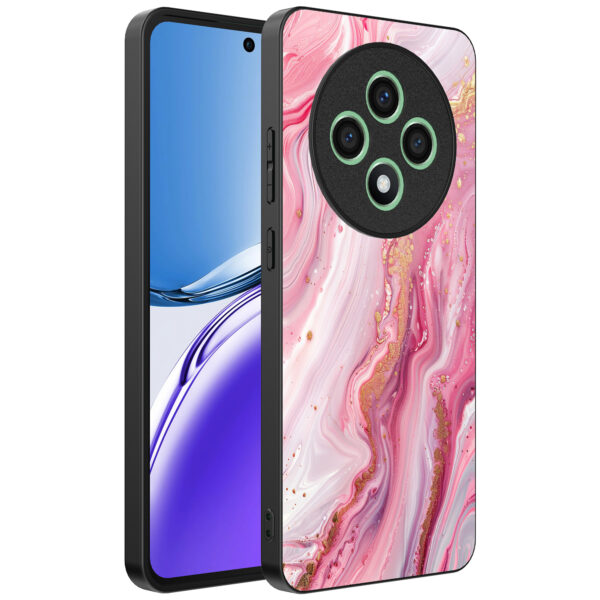 Oppo Reno 12 F telefoonhoesje met roze marmer opdruk (1)