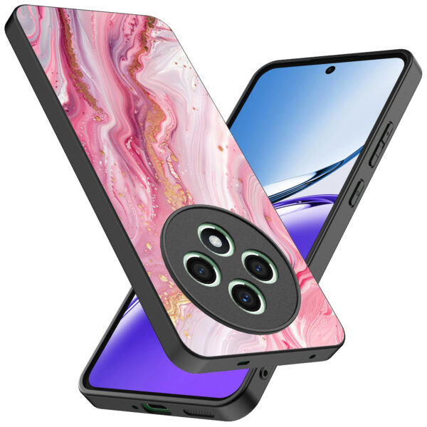 Oppo Reno 12 F telefoonhoesje met roze marmer opdruk (2)