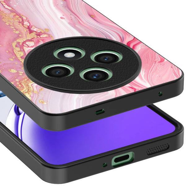 Oppo Reno 12 F telefoonhoesje met roze marmer opdruk (4)