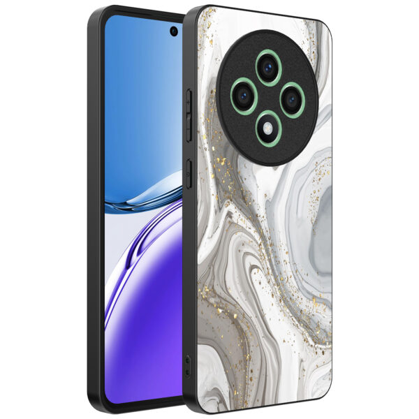 Oppo Reno 12 F telefoonhoesje met zilver marmer opdruk (1)