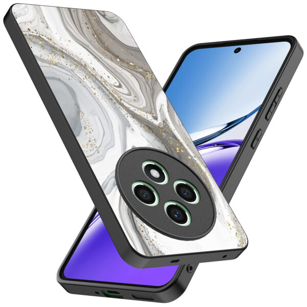 Oppo Reno 12 F telefoonhoesje met zilver marmer opdruk (2)