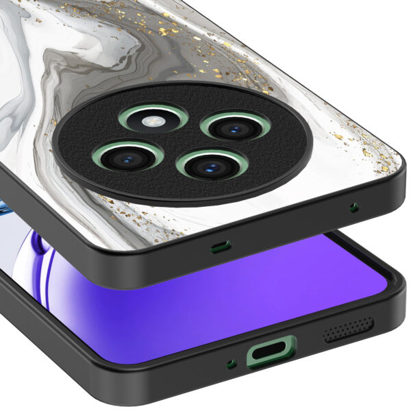 Oppo Reno 12 F telefoonhoesje met zilver marmer opdruk (4)