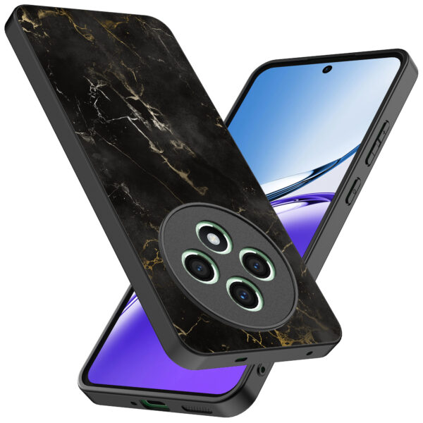 Oppo Reno 12 F telefoonhoesje met zwart marmer opdruk (2)