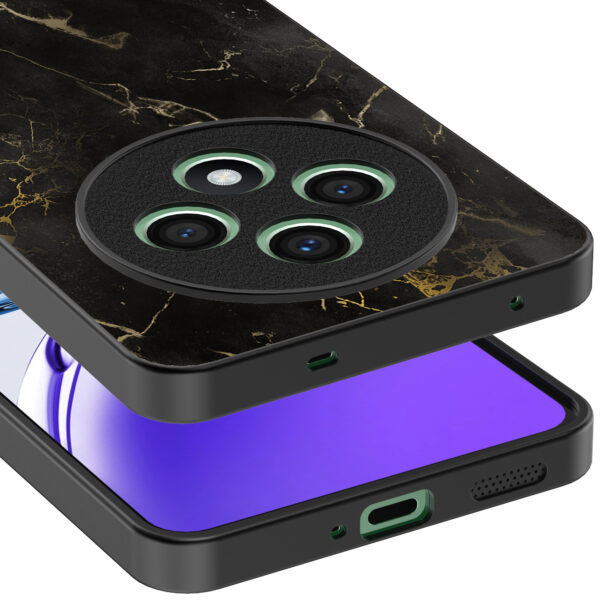 Oppo Reno 12 F telefoonhoesje met zwart marmer opdruk (4)