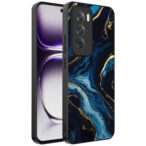 Oppo Reno 12 Pro telefoonhoesje met blauw goud marmer opdruk (1)