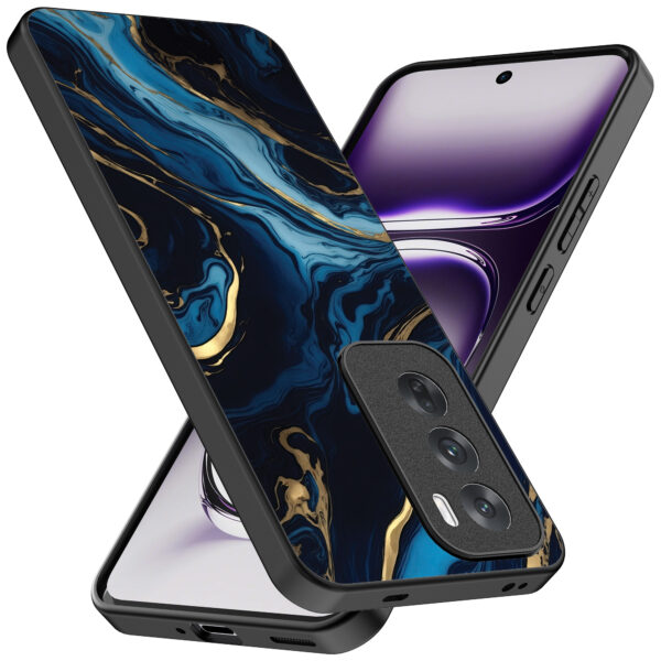 Oppo Reno 12 Pro telefoonhoesje met blauw goud marmer opdruk (2)