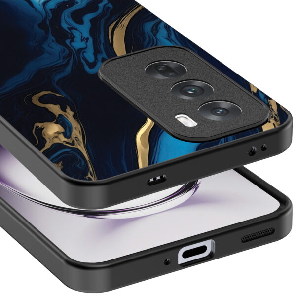 Oppo Reno 12 Pro telefoonhoesje met blauw goud marmer opdruk (4)
