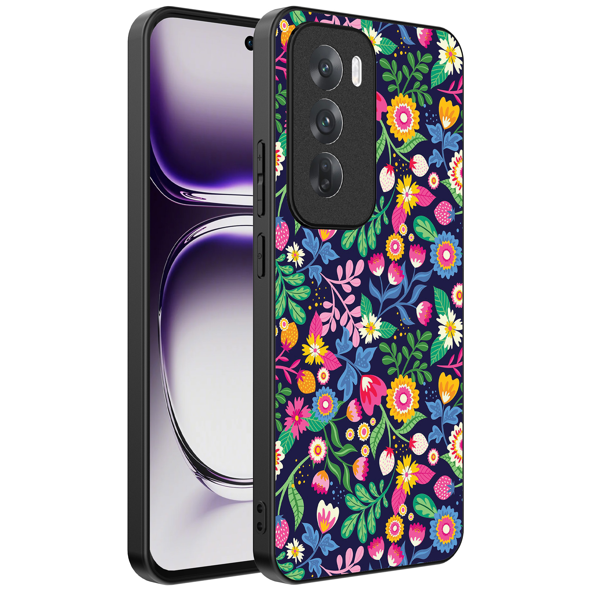 Oppo Reno 12 Pro telefoonhoesje met bloemen opdruk (1)