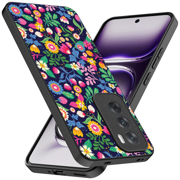 Oppo Reno 12 Pro telefoonhoesje met bloemen opdruk (2)