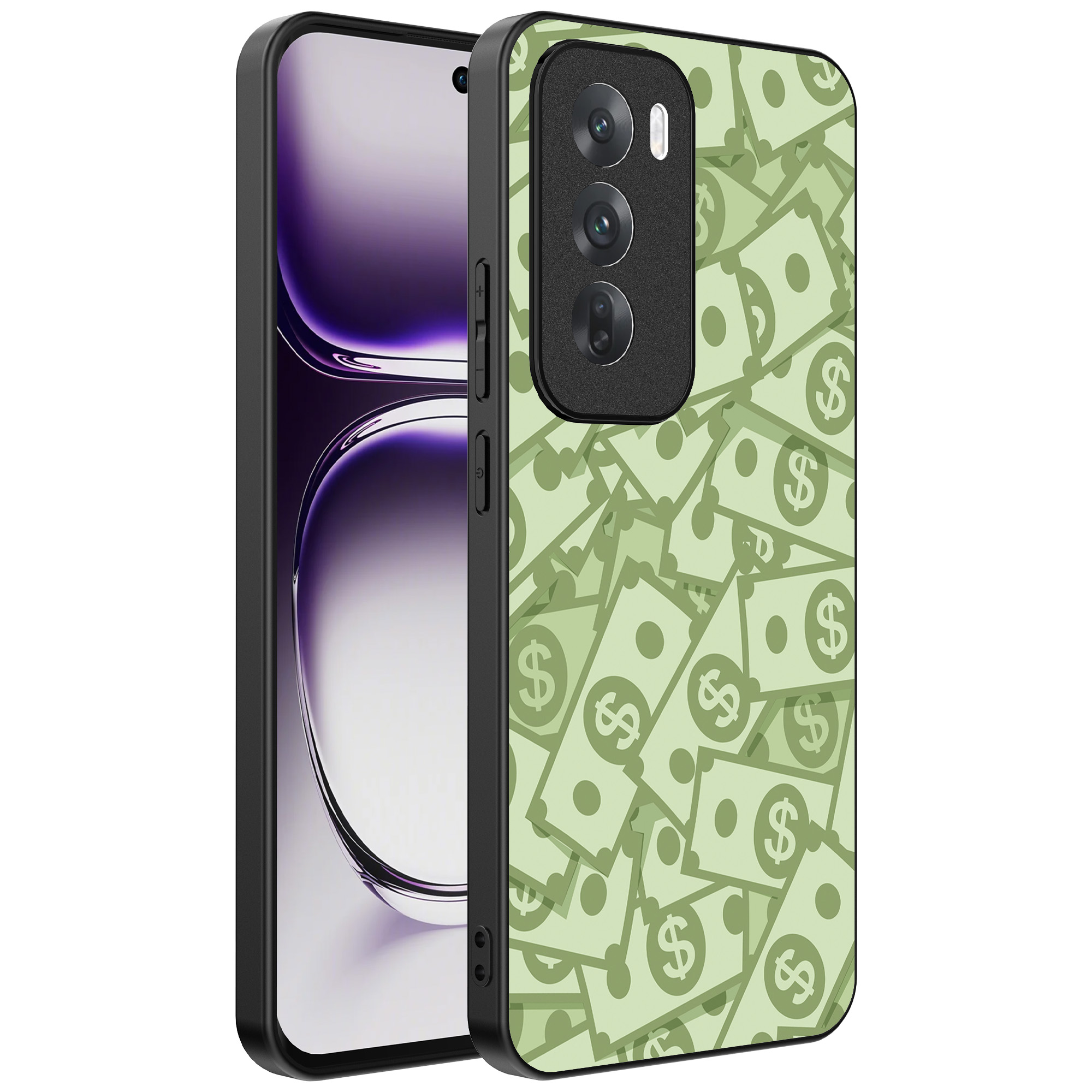 Oppo Reno 12 Pro telefoonhoesje met geld opdruk (1)