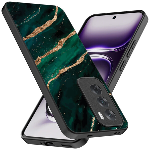 Oppo Reno 12 Pro telefoonhoesje met groen goud marmer opdruk (2)