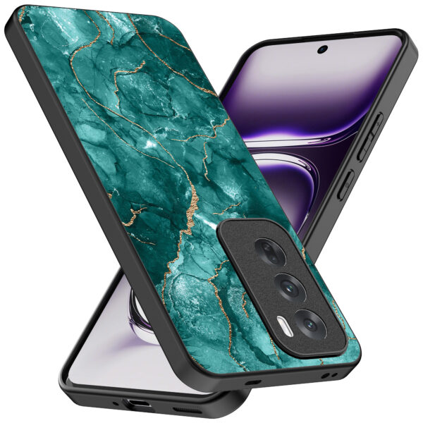 Oppo Reno 12 Pro telefoonhoesje met groen marmer opdruk (2)
