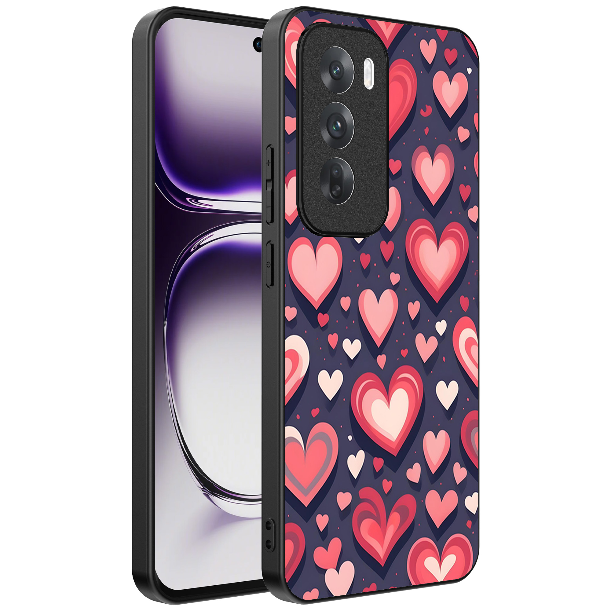 Oppo Reno 12 Pro telefoonhoesje met hartjes opdruk groot (1)