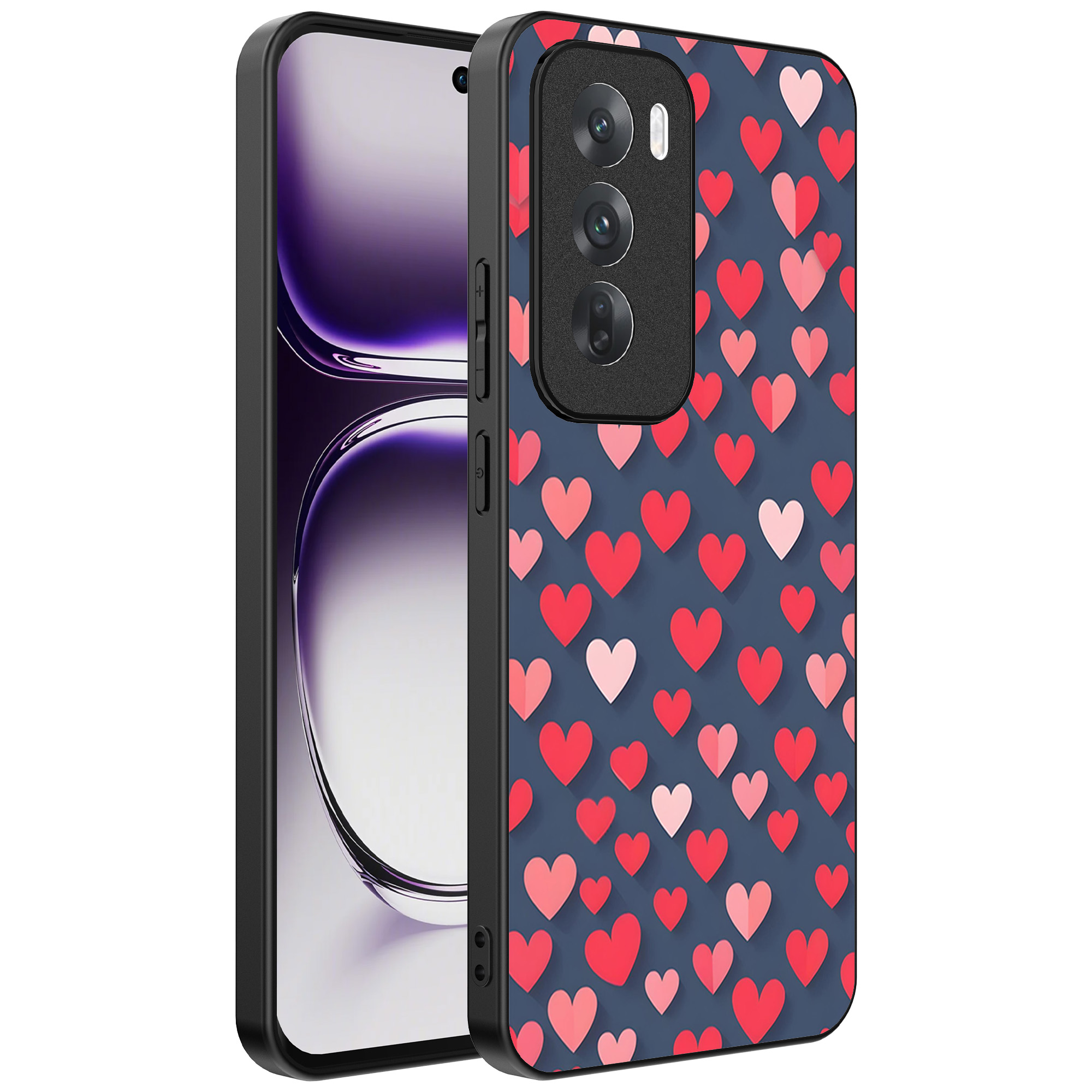 Oppo Reno 12 Pro telefoonhoesje met hartjes opdruk klein (1)
