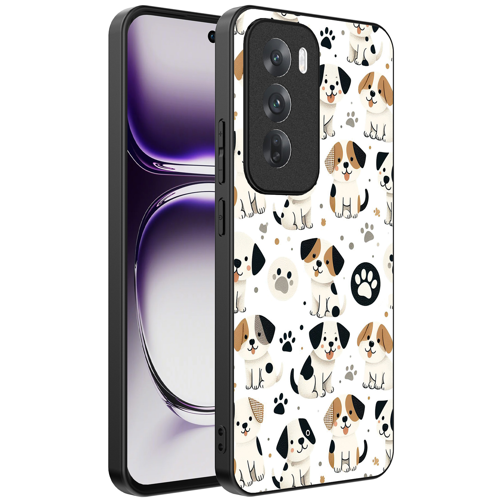 Oppo Reno 12 Pro telefoonhoesje met honden opdruk (1)