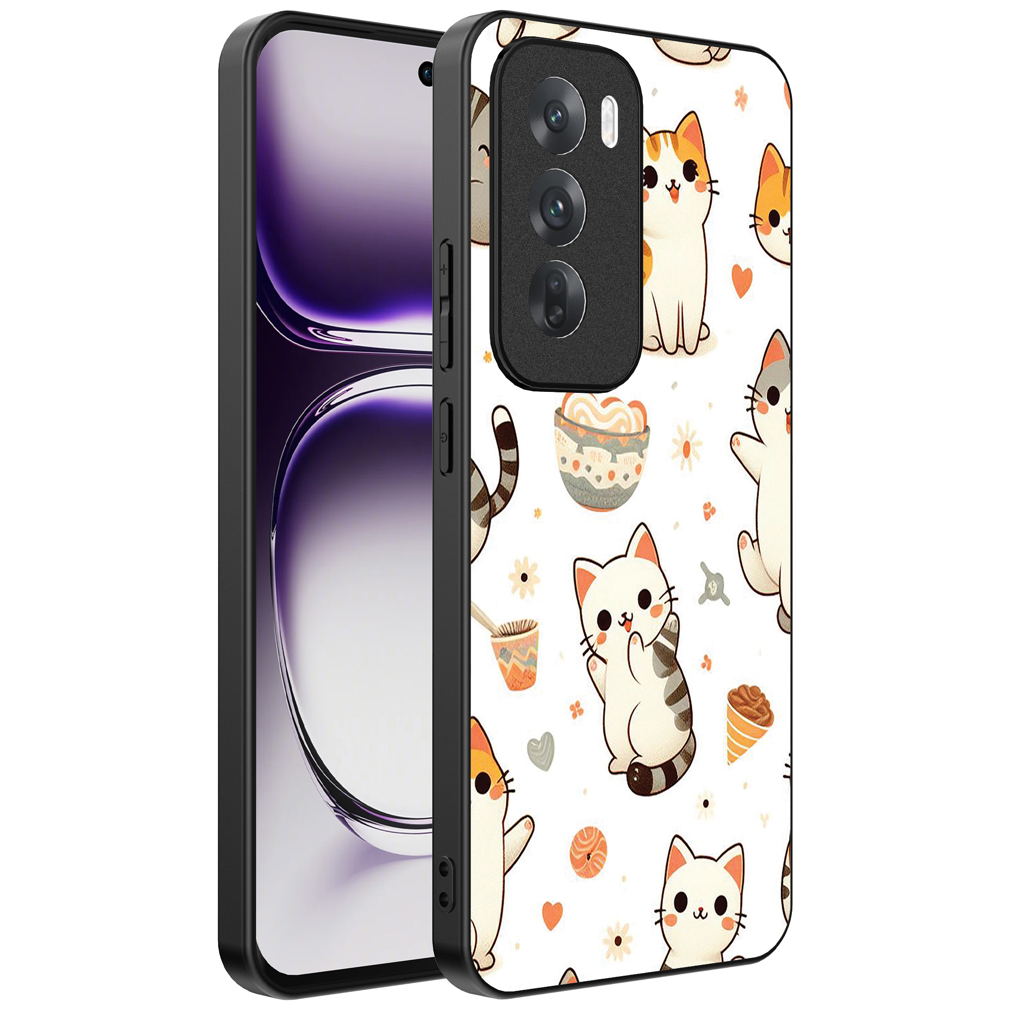 Oppo Reno 12 Pro telefoonhoesje met katten opdruk (1)