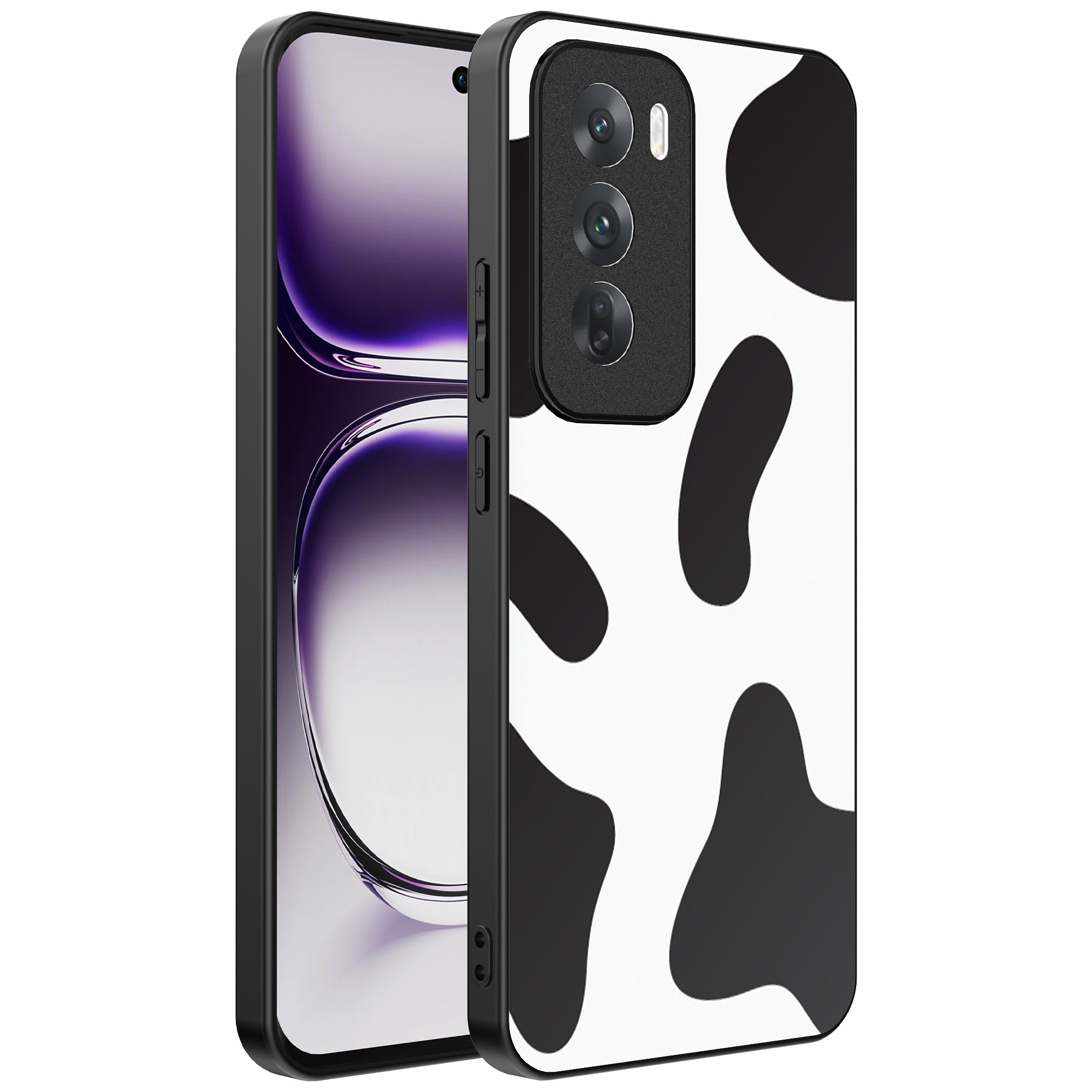 Oppo Reno 12 Pro telefoonhoesje met koeienvlekken opdruk (1)