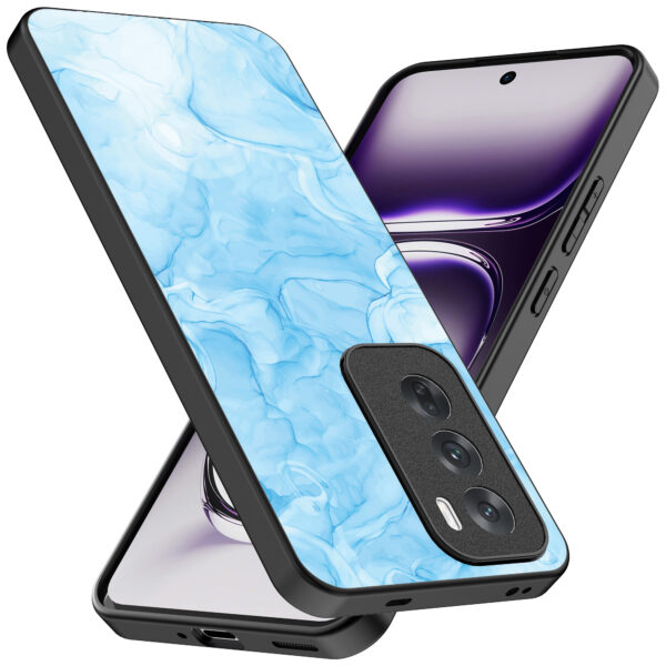 Oppo Reno 12 Pro telefoonhoesje met lichtblauw marmer opdruk (2)
