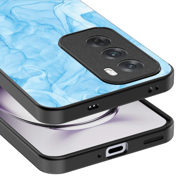 Oppo Reno 12 Pro telefoonhoesje met lichtblauw marmer opdruk (4)