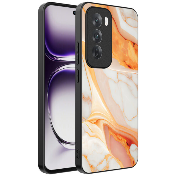 Oppo Reno 12 Pro telefoonhoesje met oranje marmer opdruk (1)