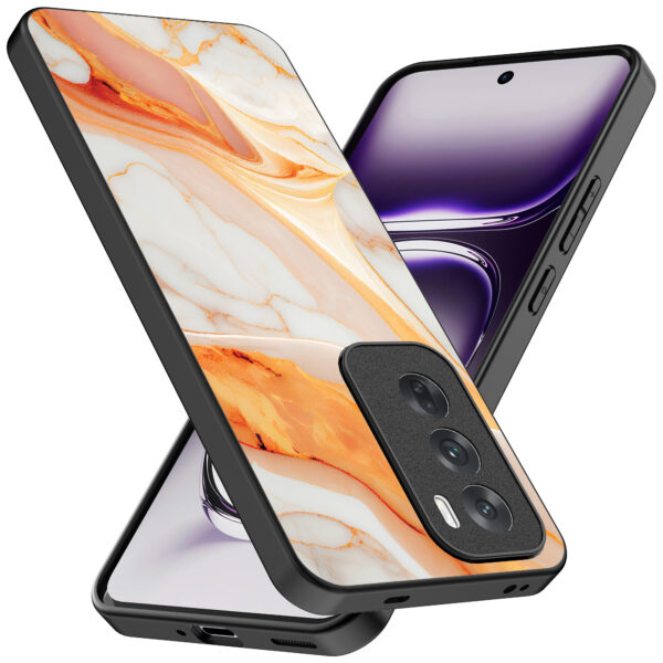 Oppo Reno 12 Pro telefoonhoesje met oranje marmer opdruk (2)