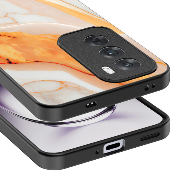 Oppo Reno 12 Pro telefoonhoesje met oranje marmer opdruk (4)