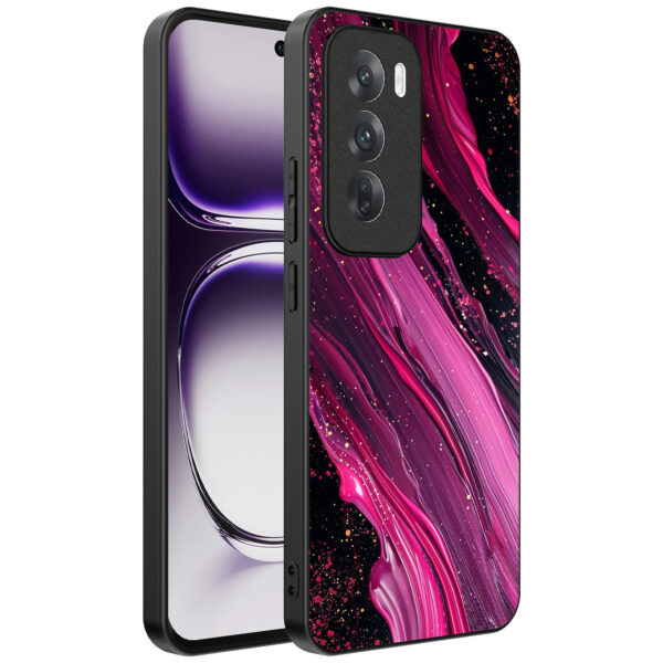 Oppo Reno 12 Pro telefoonhoesje met paars roze marmer opdruk (1)