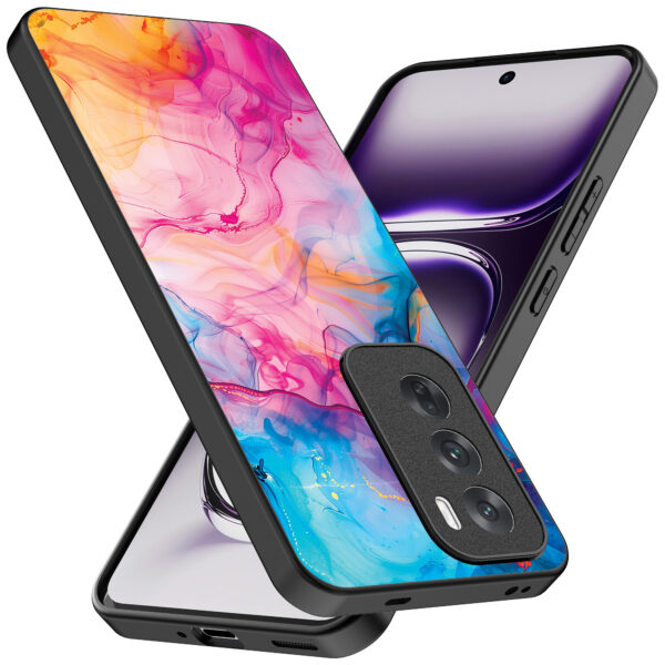 Oppo Reno 12 Pro telefoonhoesje met regenboog acryl marmer opdruk (2)